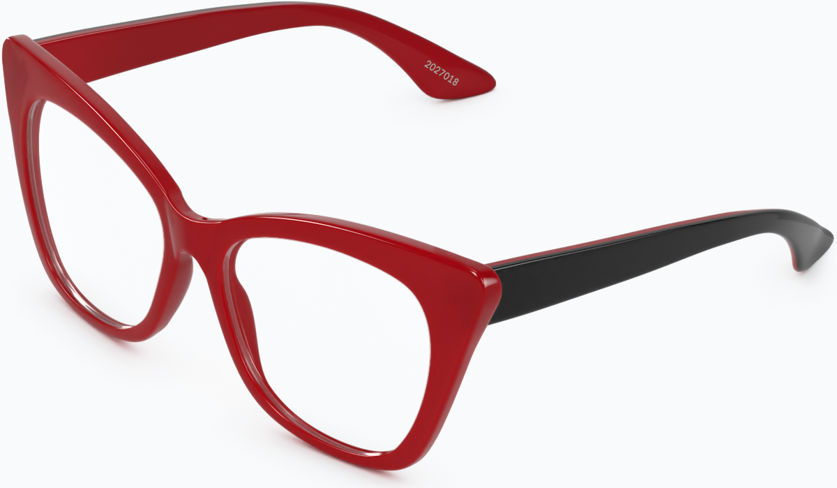 Angle view of Cat-Eye Glasses 2027018 in Red thumbnail