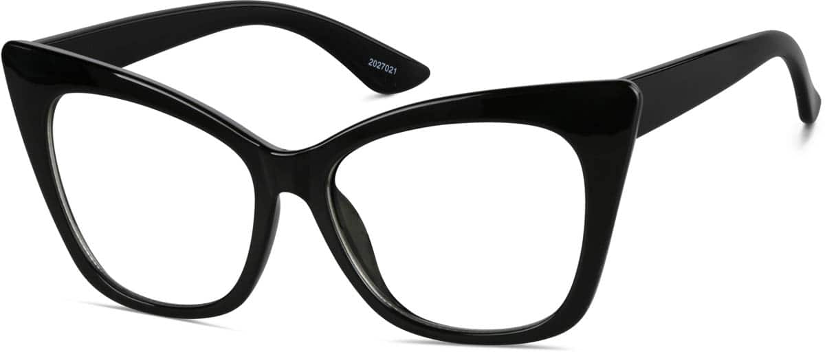 Angle view of Cat-Eye Glasses 2027021 in Black