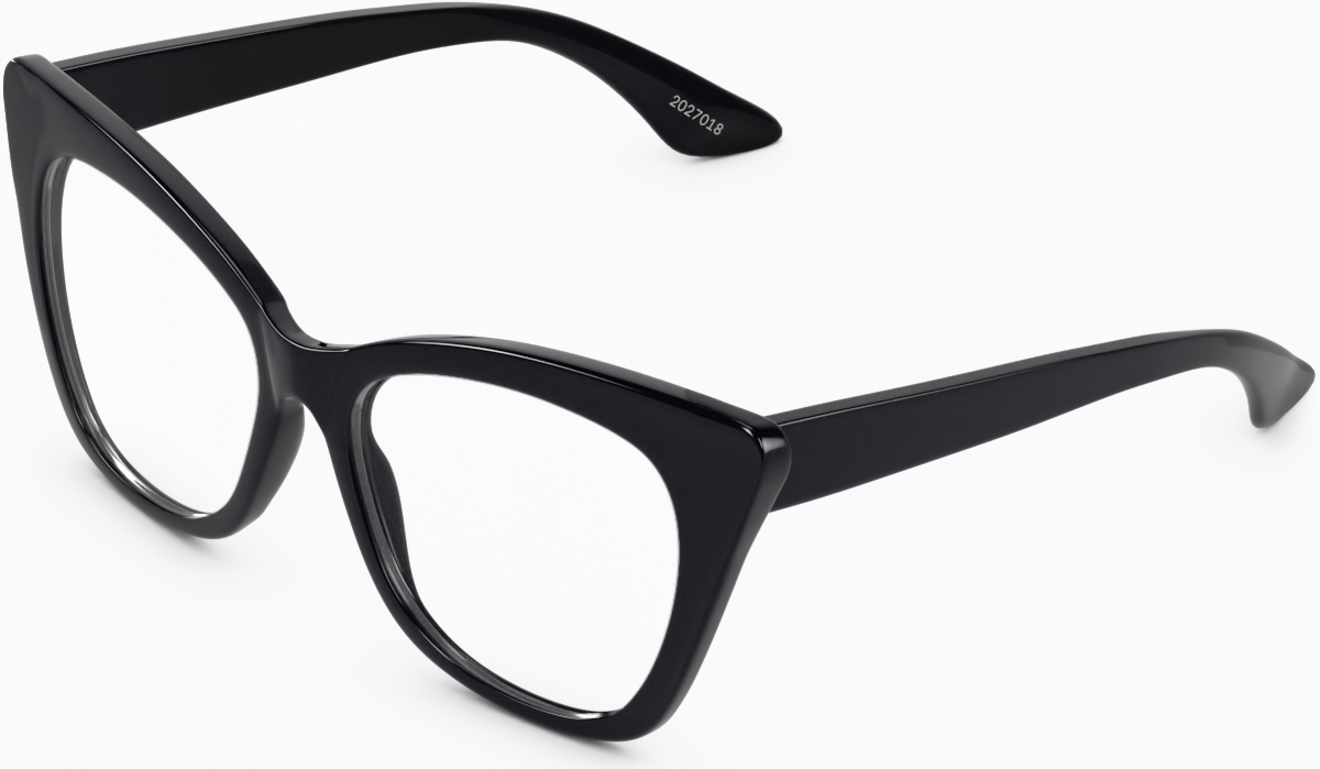 Angle view of Cat-Eye Glasses 2027021 in Black thumbnail