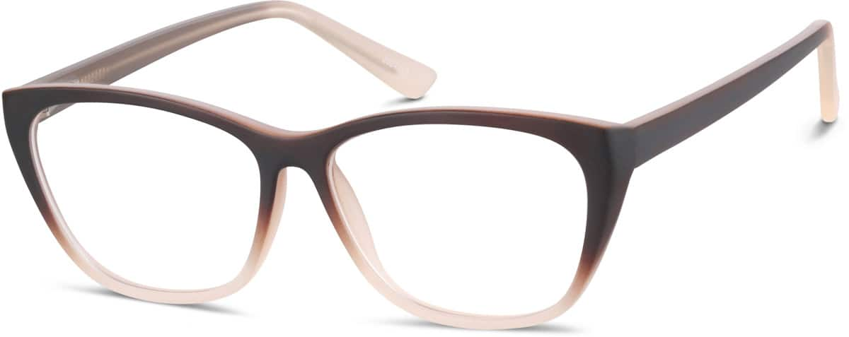 Angle view of Rectangle Glasses 2027115 in Mocha