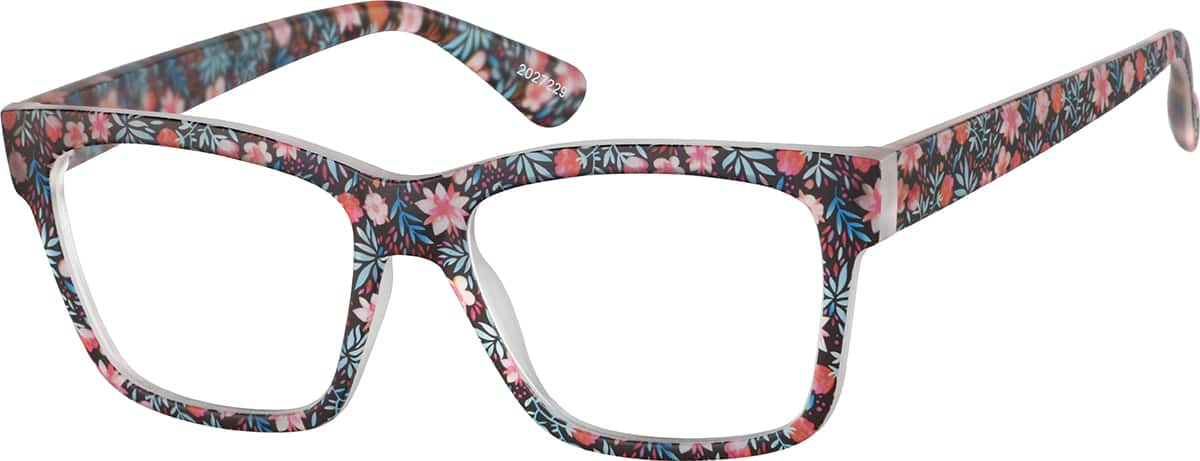 Angle view of Square Glasses 2027229 in Floral