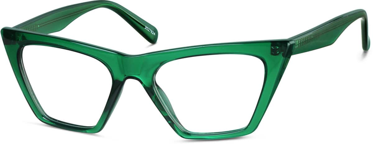 Angle view of Cat-Eye Glasses 2027824 in Green