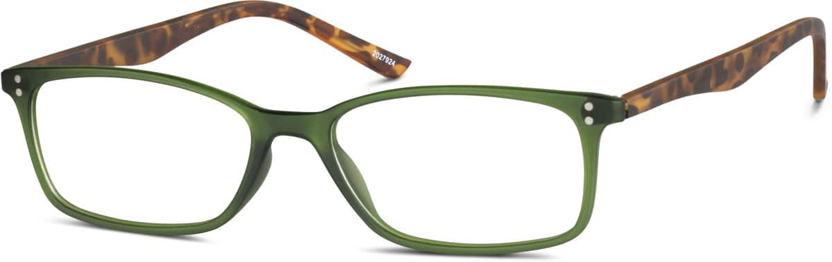 Angle view of Rectangle Glasses 2027924 in Moss