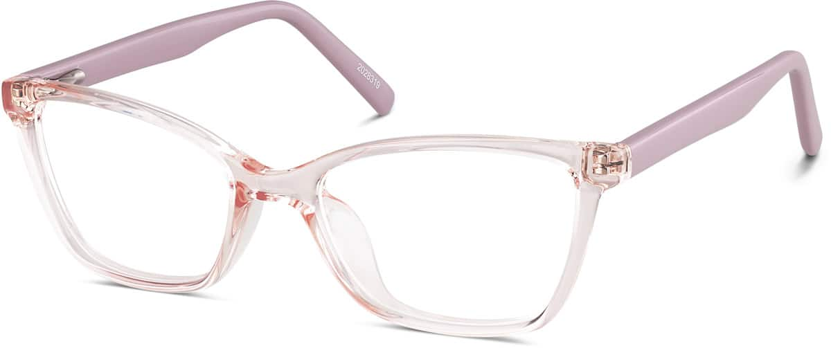 Angle view of Kids' Rectangle Glasses 2028319 in Pink