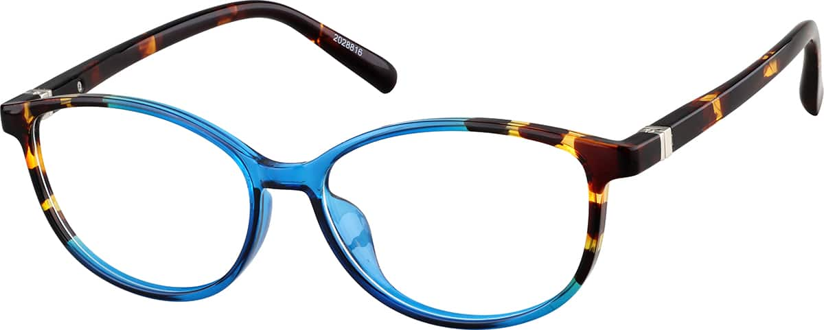 Angle view of Oval Glasses 2028816 in Blue