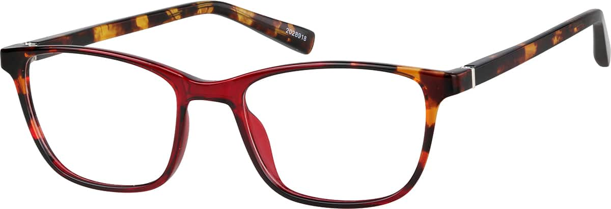 Angle view of Rectangle Glasses 2028918 in Red