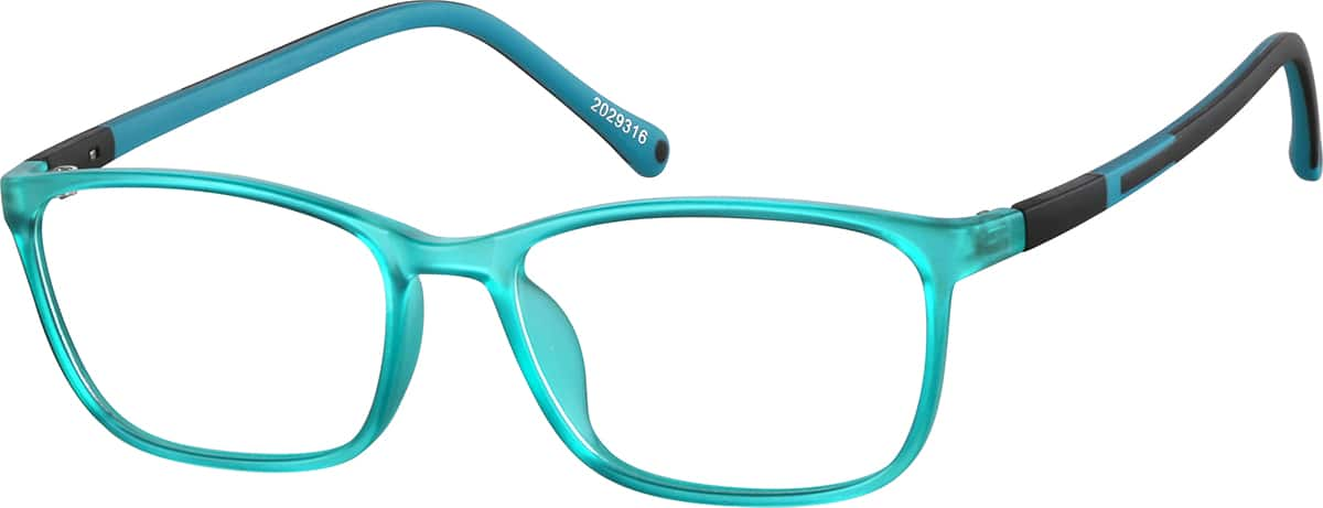 Angle view of Kids' Rectangle Glasses 2029316 in Aqua