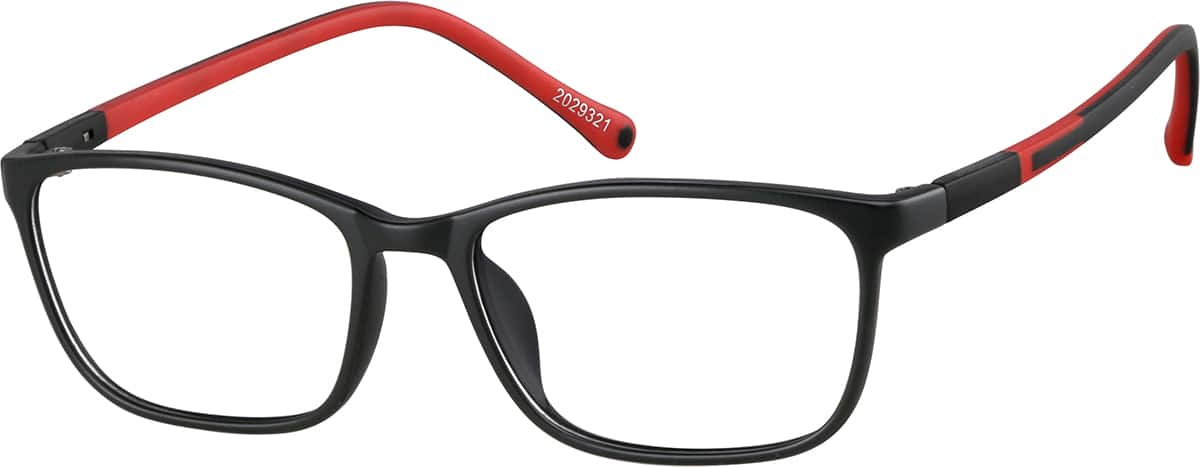 Angle view of Kids' Rectangle Glasses 2029321 in Black