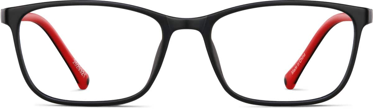 Front view of Kids' Rectangle Glasses 2029321 in Black