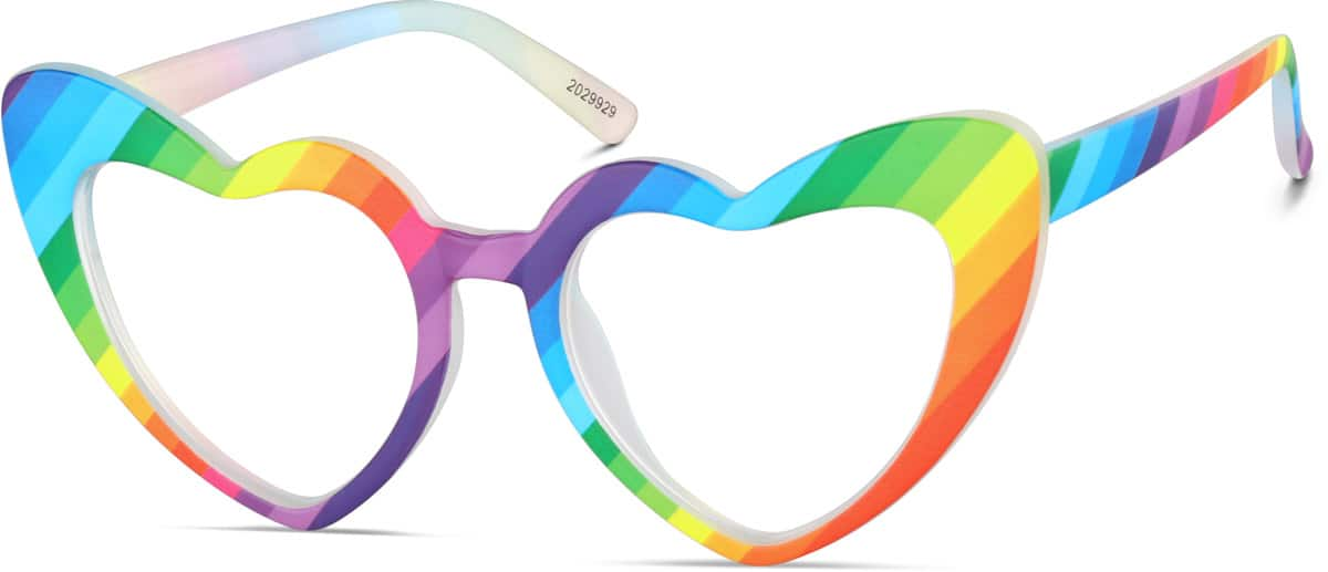 Angle view of Heart-Shaped Glasses 2029929 in Rainbow