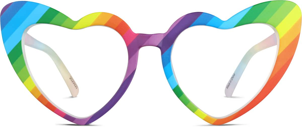 Front view of Heart-Shaped Glasses 2029929 in Rainbow