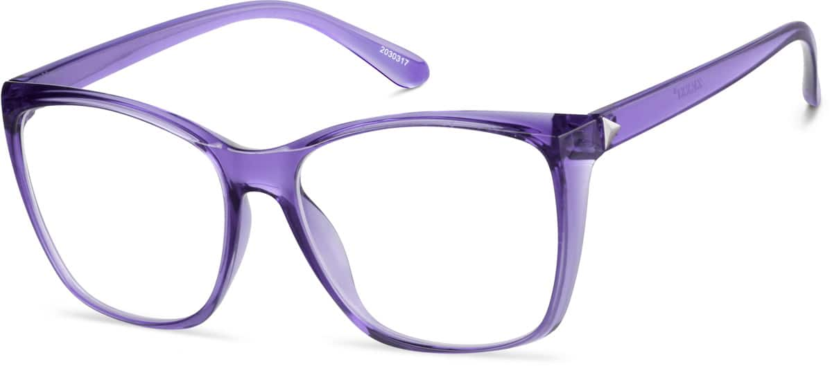 Angle view of Square Glasses 2030317 in Purple