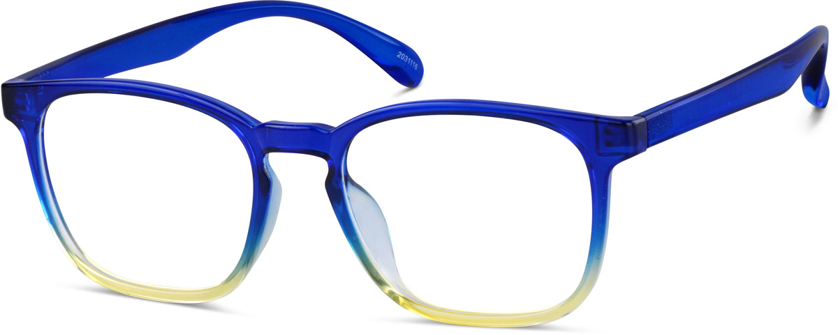 Zenni Women's Classic Square Prescription Glasses Blue Plastic Full Rim Frame