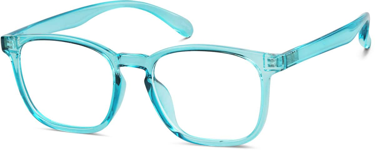 Angle view of Square Glasses 2031124 in Aqua