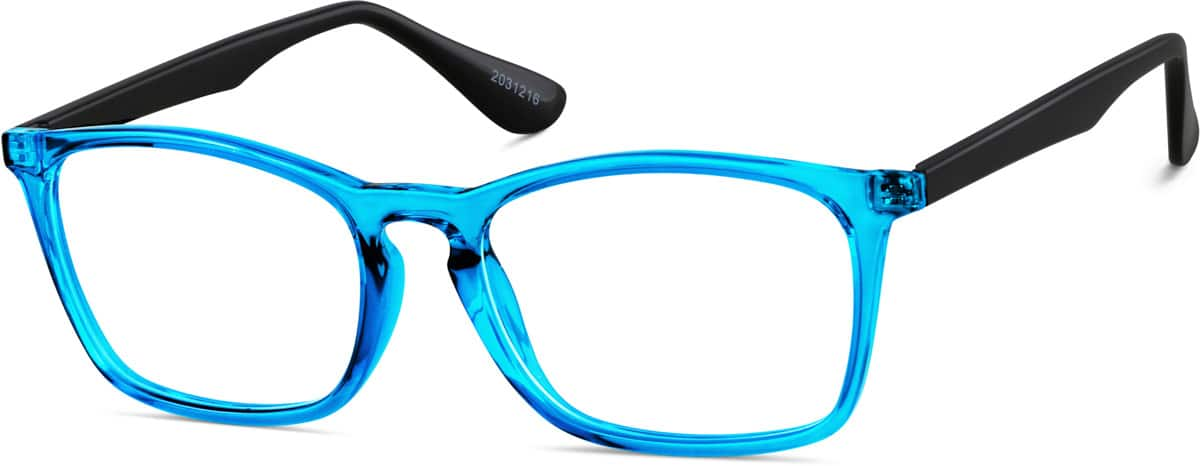 Angle view of Square Glasses 2031216 in Blue