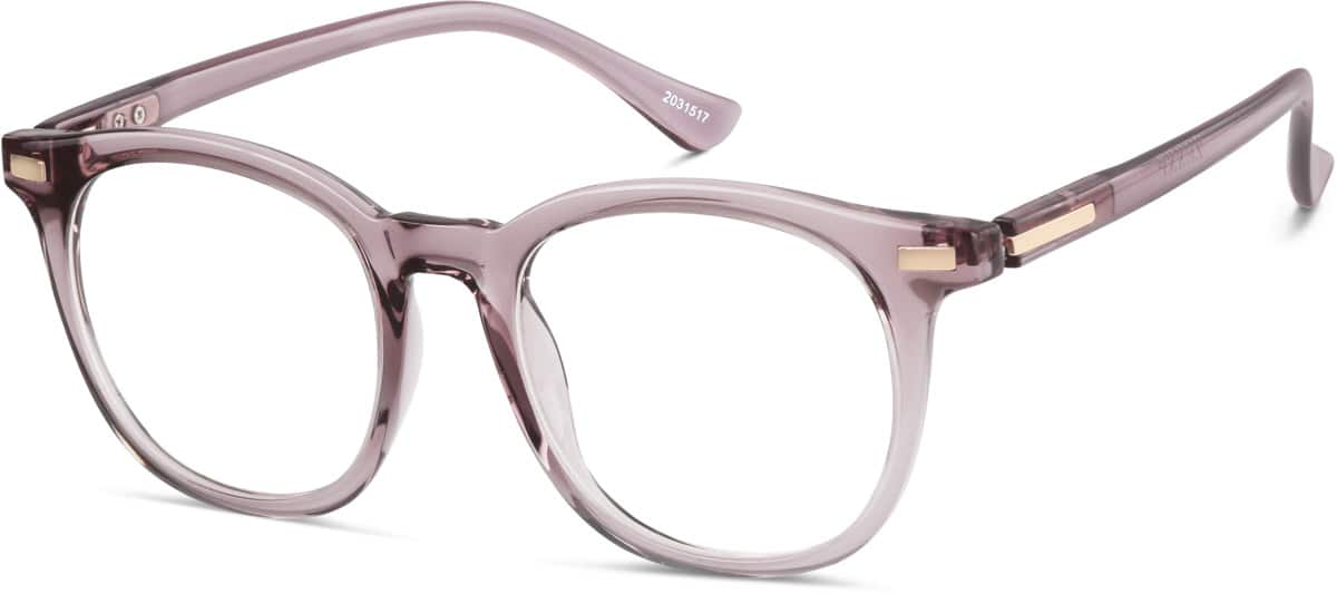 Angle view of Square Glasses 2031517 in Mauve