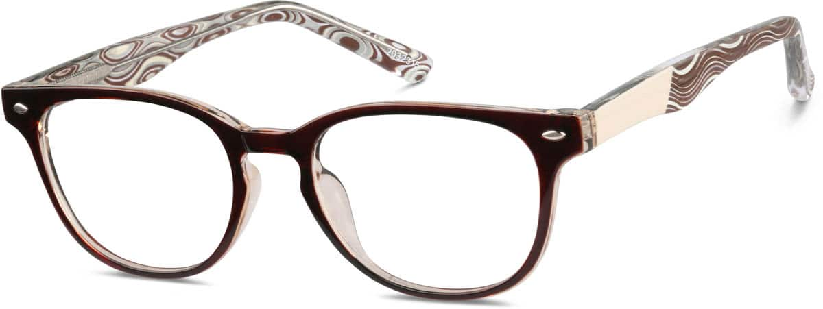 Angle view of Oval Glasses 2032315 in Brown