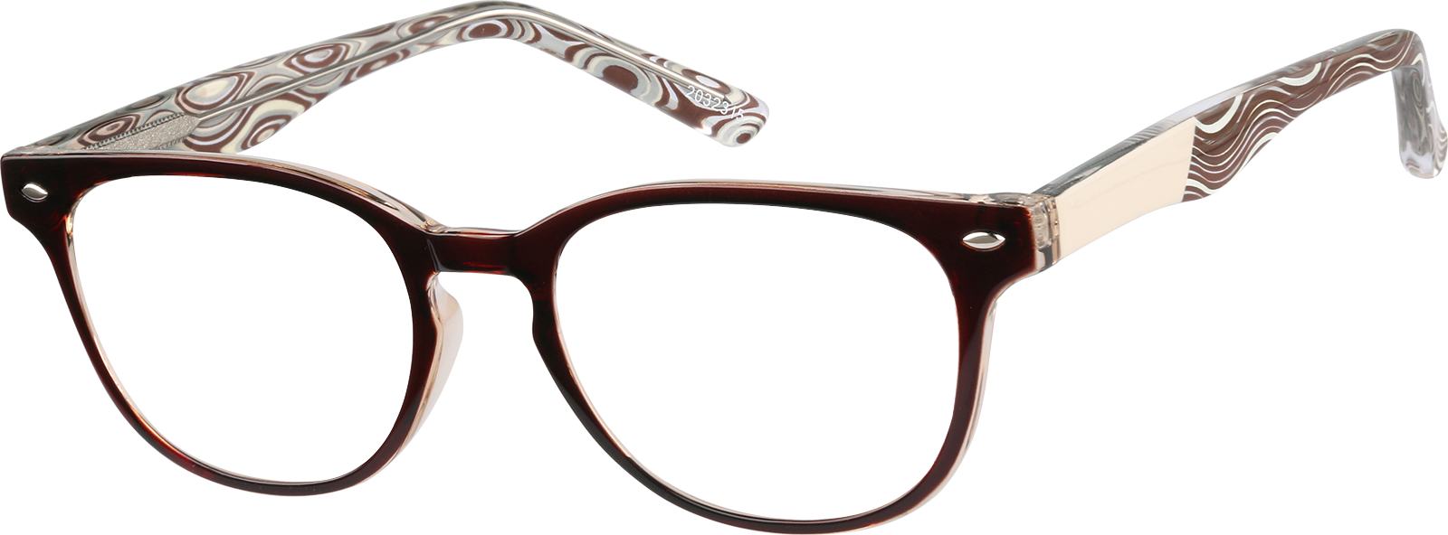 Angle view of Oval Glasses 2032315 in Brown