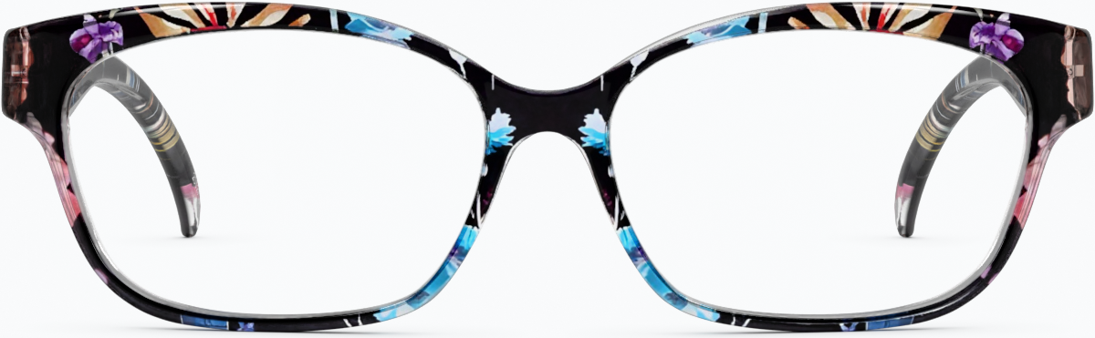Front view of Rectangle Glasses 2032916 in Black Floral thumbnail