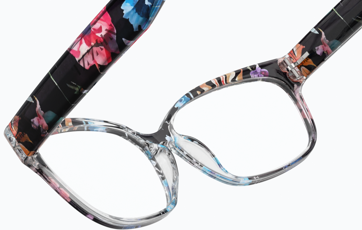 See-through view of Rectangle Glasses 2032916 in Black Floral thumbnail