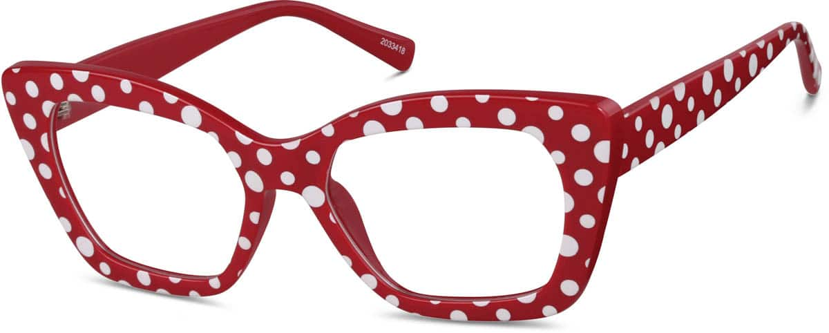 Angle view of Square Glasses 2033418 in Red