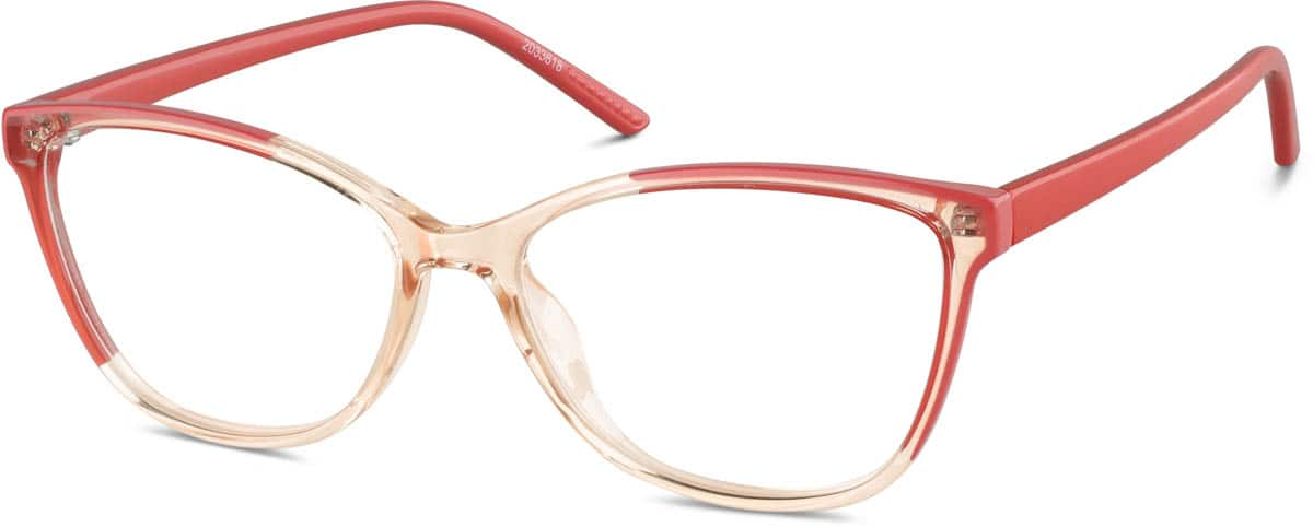 Angle view of Cat-Eye Glasses 2033618 in Red