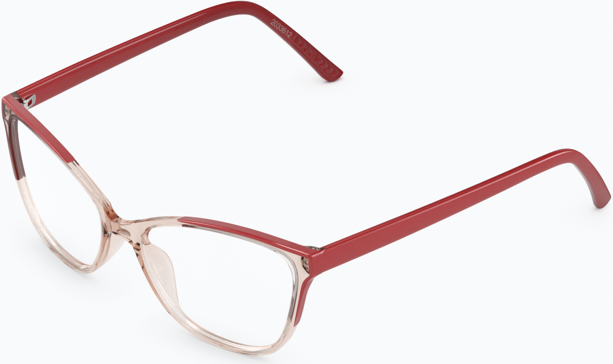 Angle view of Cat-Eye Glasses 2033618 in Red thumbnail