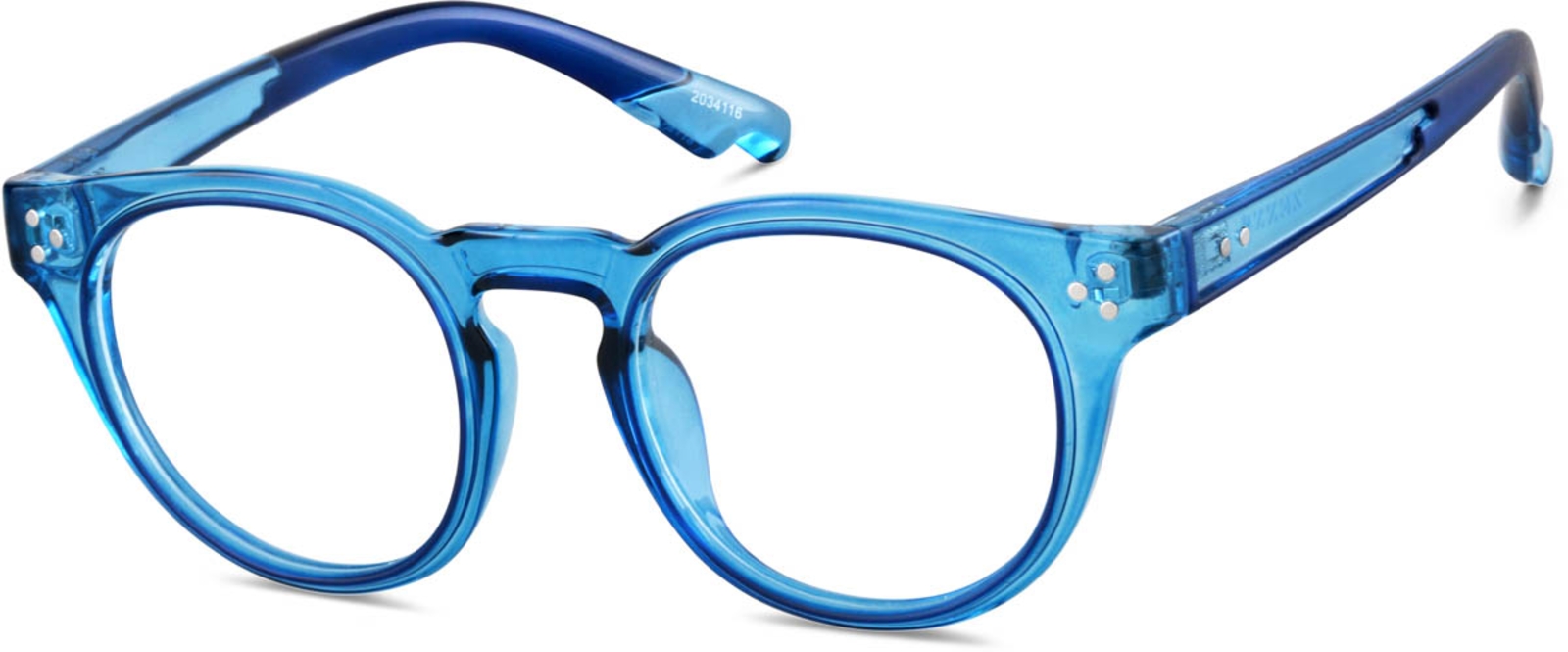 Zenni Kids Round Prescription Glasses Blue Plastic Full Rim Frame