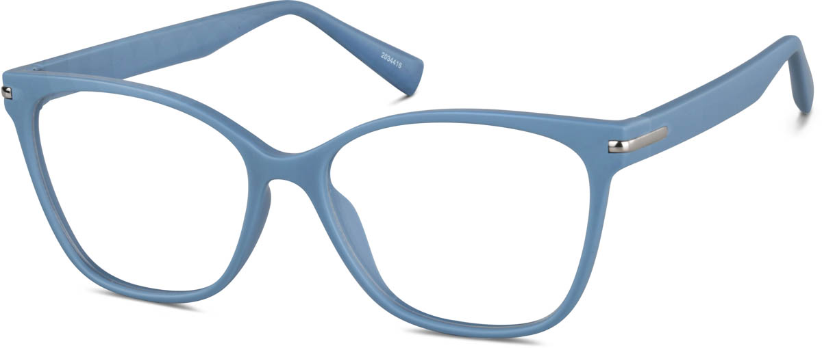 Zenni Women's Cat-Eye Prescription Glasses Blue Plastic Full Rim Frame