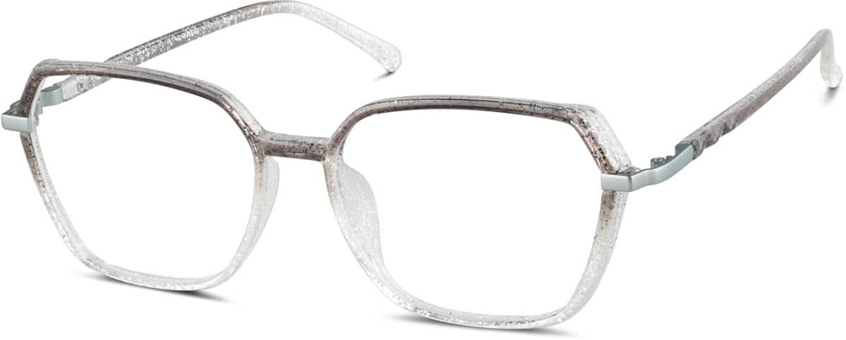 Angle view of Geometric Glasses 2034612 in Gray Glitter