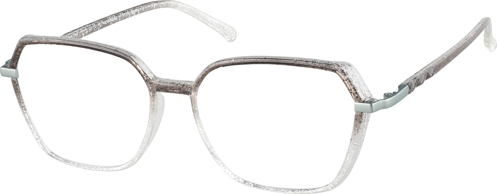 Angle view of Geometric Glasses 2034612 in Gray Glitter