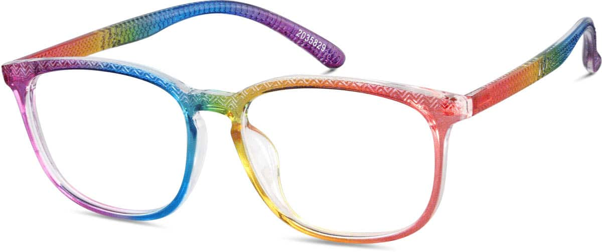 Angle view of Square Glasses 2035829 in Rainbow