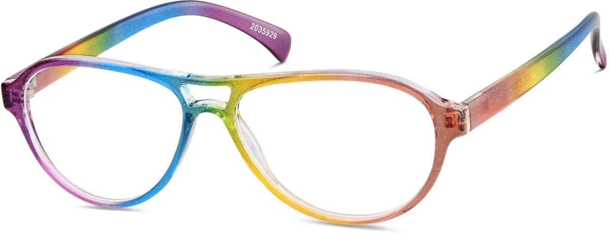 Angle view of Aviator Glasses 2035929 in Rainbow