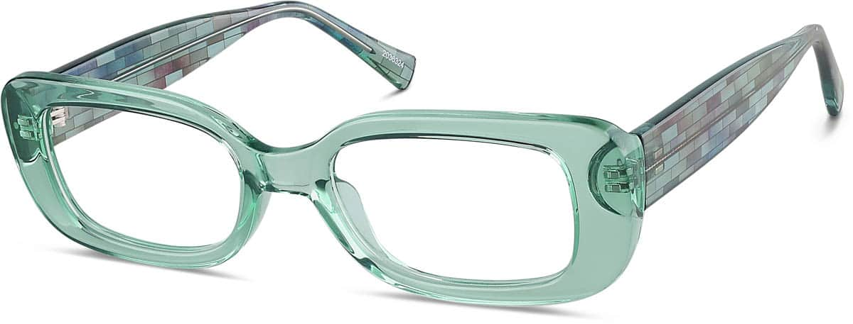 Angle view of Rectangle Glasses 2036324 in Green