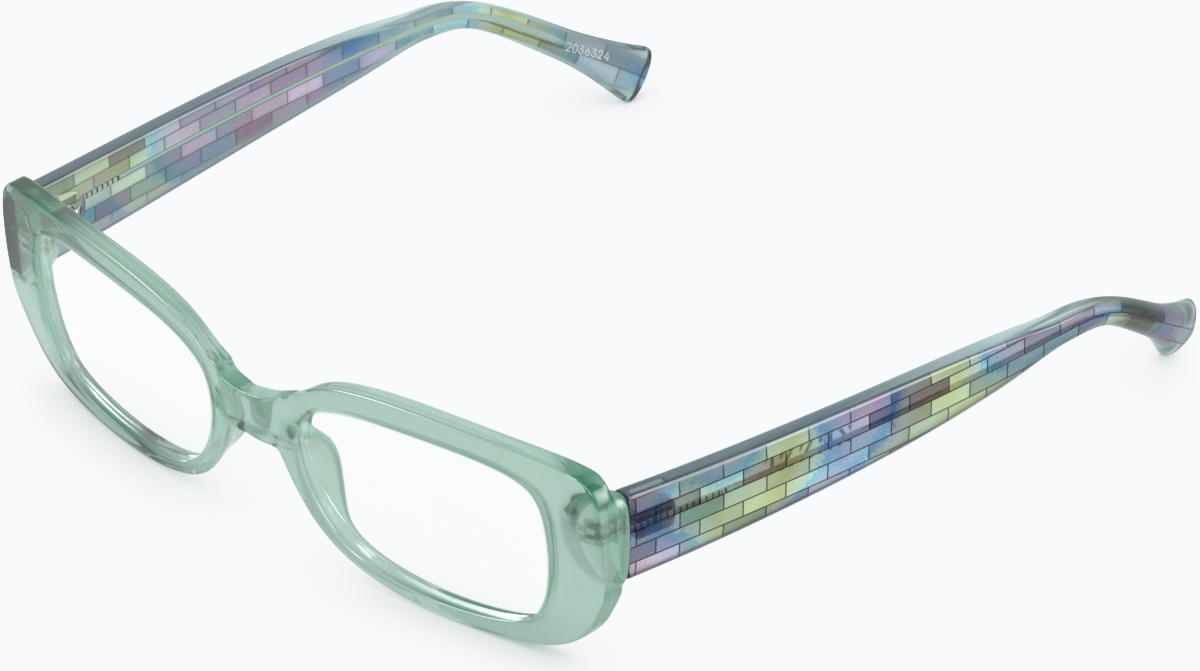 Angle view of Rectangle Glasses 2036324 in Green thumbnail