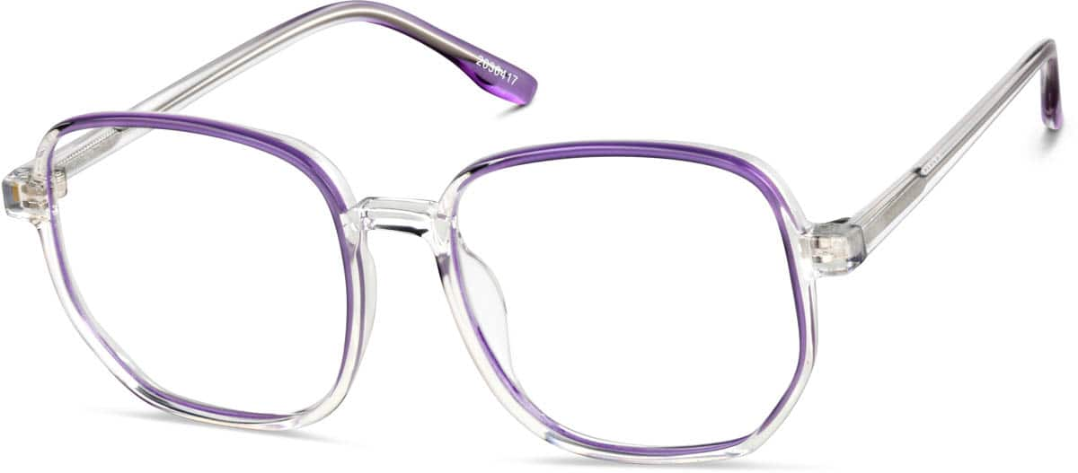 Angle view of Square Glasses 2036417 in Purple