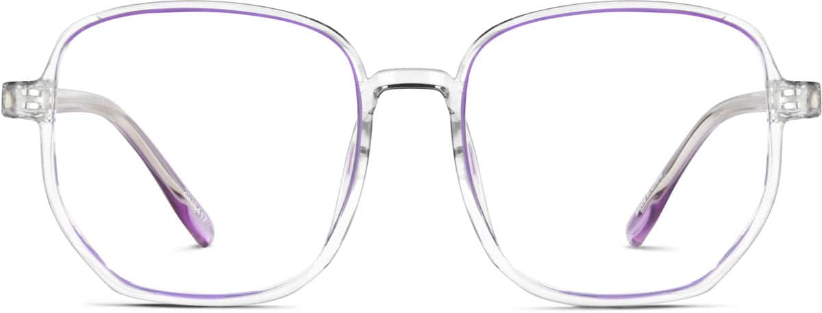 Front view of Square Glasses 2036417 in Purple