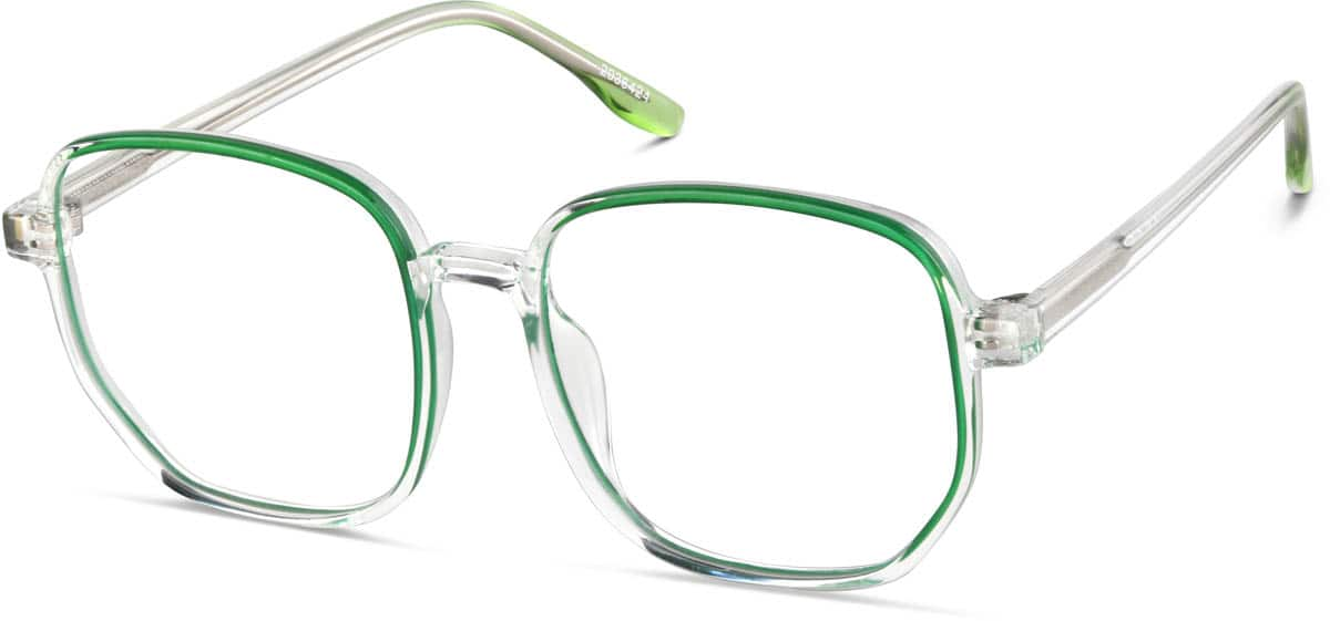 Angle view of Square Glasses 2036424 in Green