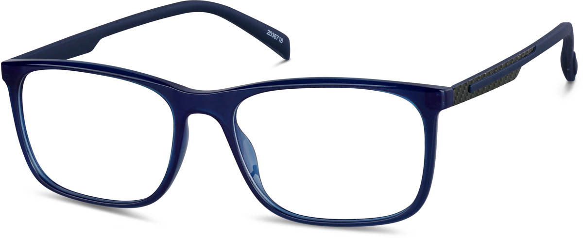Zenni Men's Rectangle Prescription Glasses Blue Carbon Fiber Full Rim Frame
