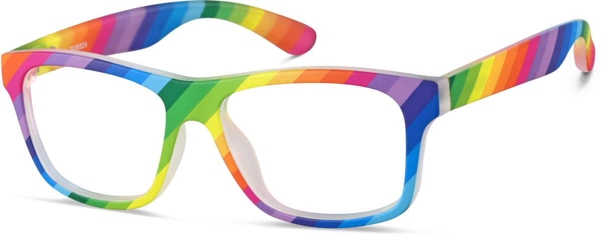 Angle view of Kids' Square Glasses 2036829 in Rainbow