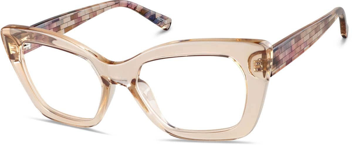 Angle view of Cat-Eye Glasses 2037715 in Beige