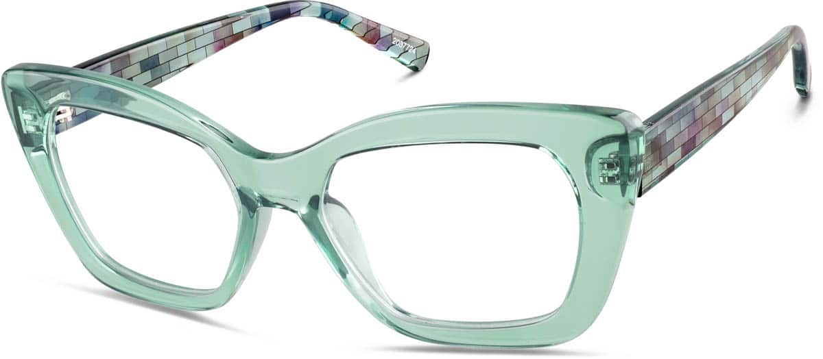 Angle view of Cat-Eye Glasses 2037724 in Green