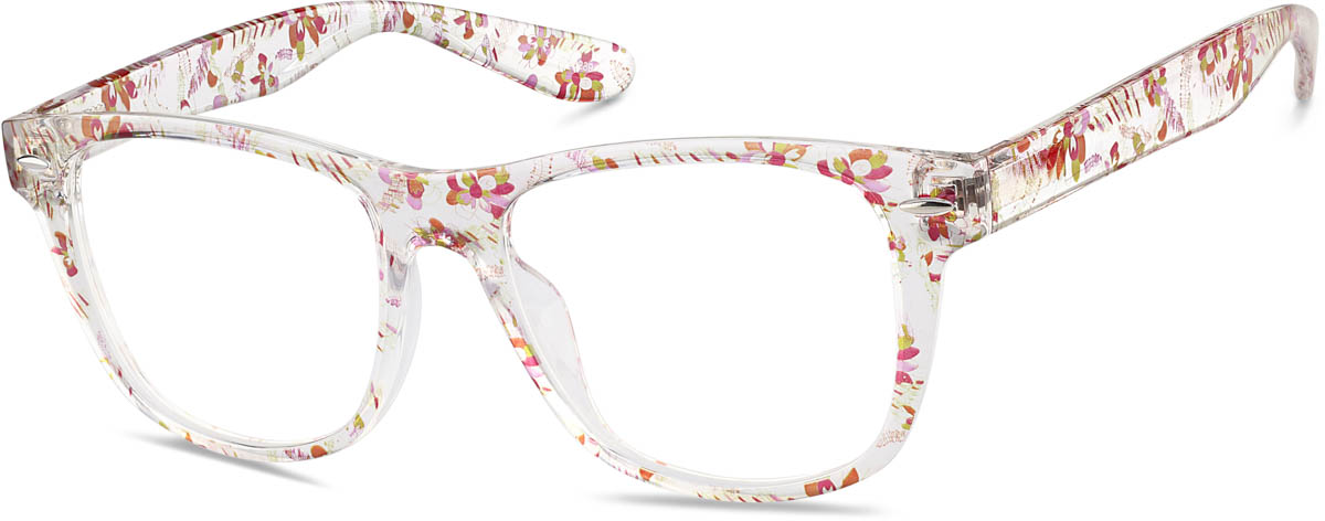 Zenni Womens Square Prescription Glasses Pattern Floral TR Full Rim Frame