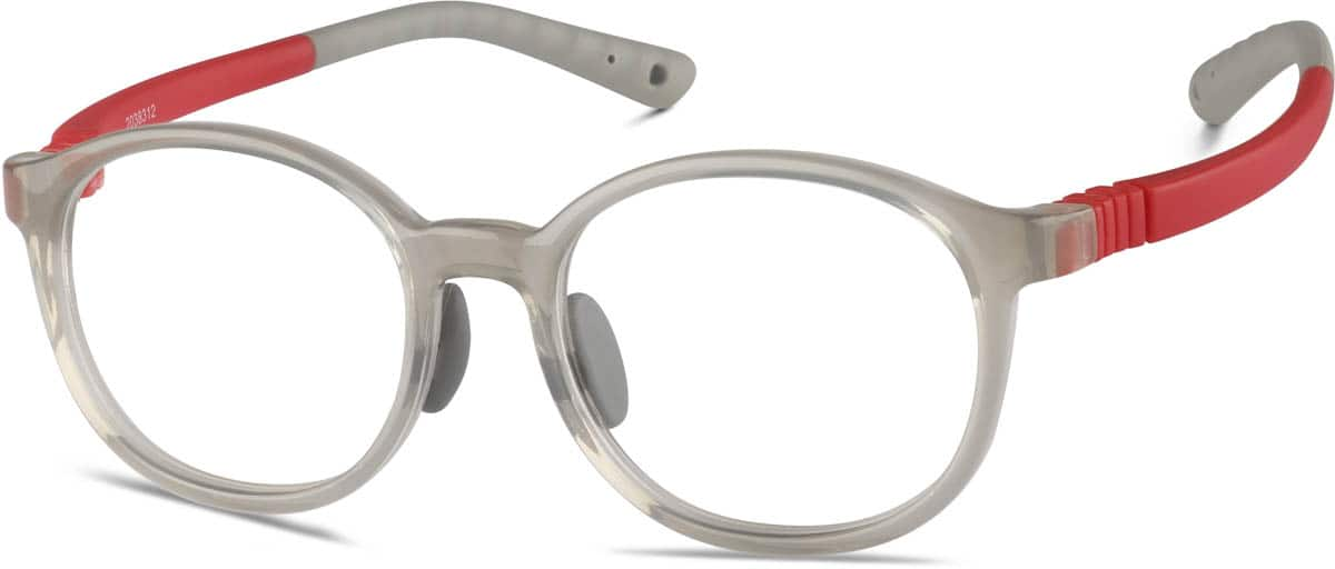 Angle view of Kids' Flexible Round Glasses 2038312 in Gray