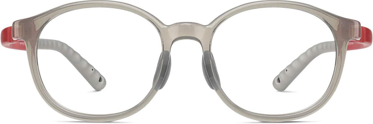 Front view of Kids' Flexible Round Glasses 2038312 in Gray