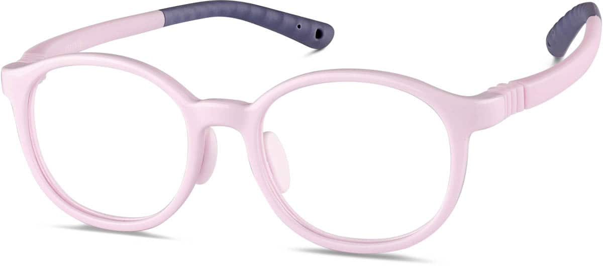 Angle view of Kids' Flexible Round Glasses 2038319 in Pink