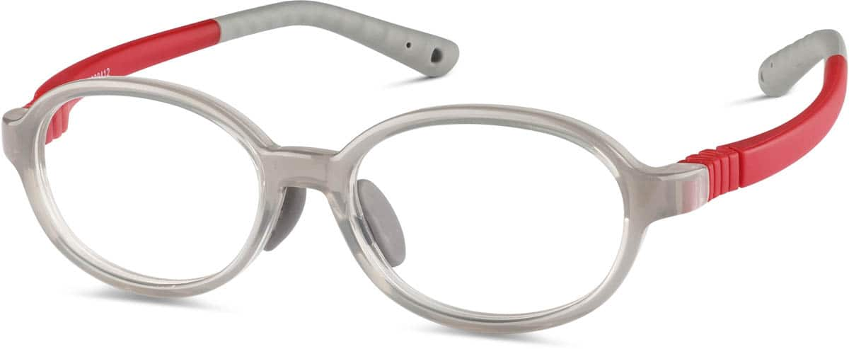 Angle view of Kids' Flexible Oval Glasses 2038412 in Gray