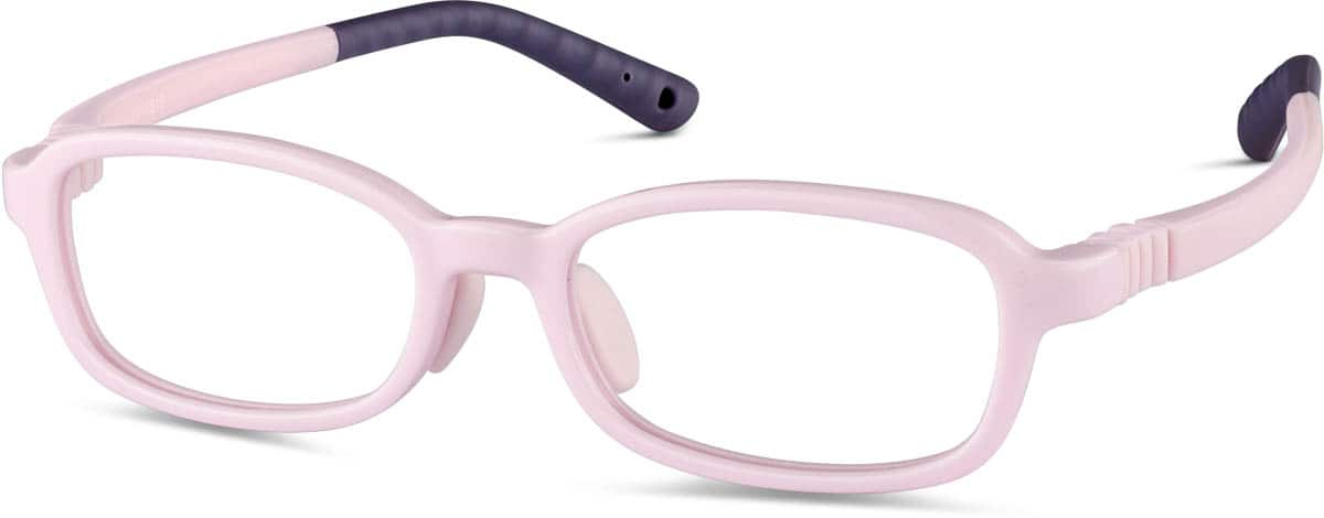 Angle view of Kids' Flexible Rectangle Glasses 2038519 in Pink