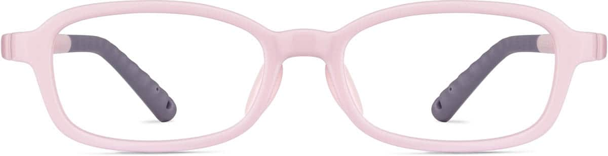 Front view of Kids' Flexible Rectangle Glasses 2038519 in Pink