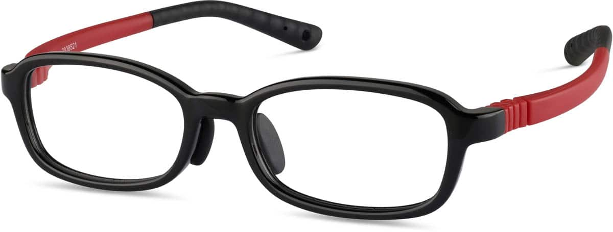 Angle view of Kids' Flexible Rectangle Glasses 2038521 in Black